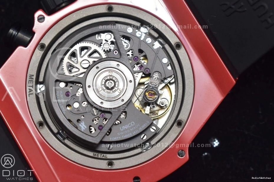 ComfortFit Skeleton 1:1 388 A Red Unico Dial Ceramic Big on Bang Best Rubber BBF Magic Edition Strap Red 0411